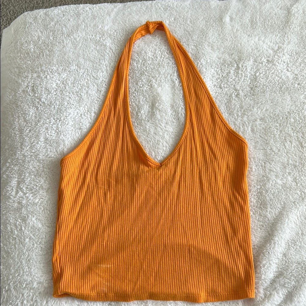 Orange Halter Neck Women's Top
